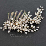 Oval Pearls Crystal Wedding Hair Comb - Hair Comb - Cassandra Lynne