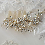 Oval Pearls Crystal Wedding Hair Comb - Hair Comb - Cassandra Lynne
