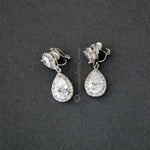Pave Double Pear Clip - On CZ Earrings - Earrings - Cassandra Lynne