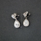 Pave Double Pear Clip - On CZ Earrings - Earrings - Cassandra Lynne