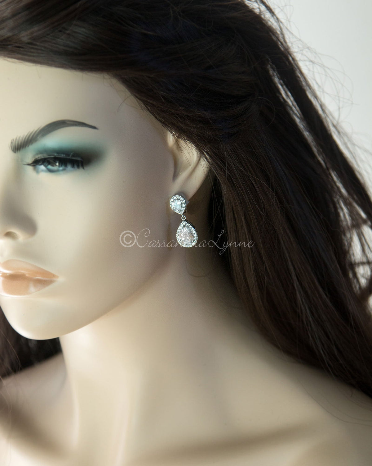 Pave Double Pear Clip - On CZ Earrings - Earrings - Cassandra Lynne