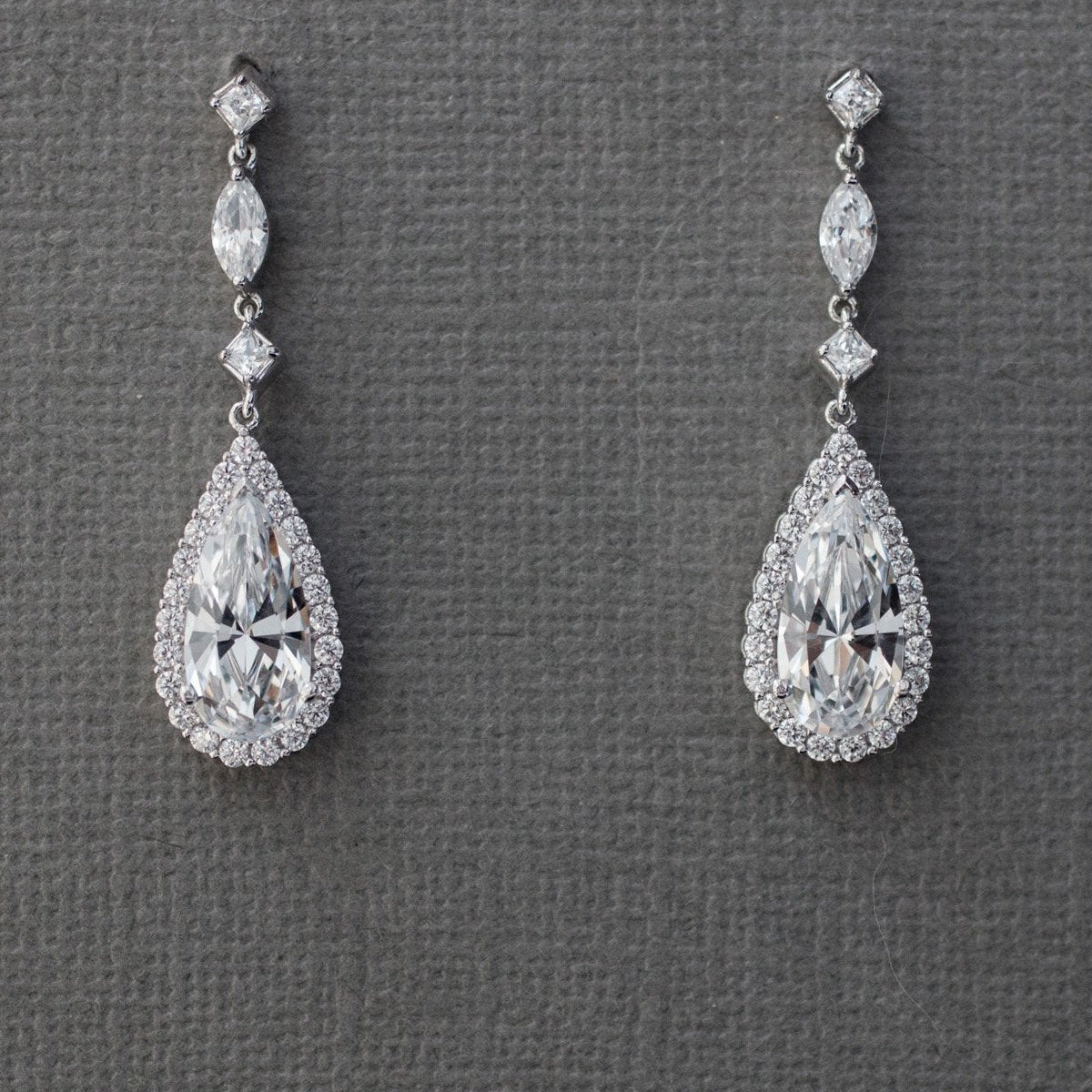 Pave Elongated Pear Drop CZ Earrings - Earrings - Cassandra Lynne