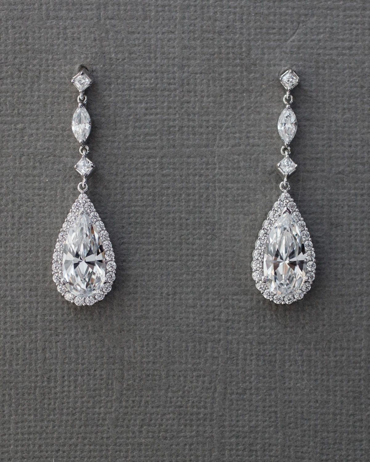 Pave Elongated Pear Drop CZ Earrings - Earrings - Cassandra Lynne