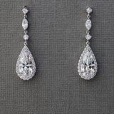 Pave Elongated Pear Drop CZ Earrings - Earrings - Cassandra Lynne