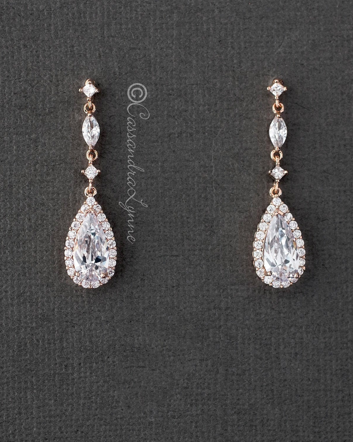 Pave Elongated Pear Drop CZ Earrings - Cassandra Lynne