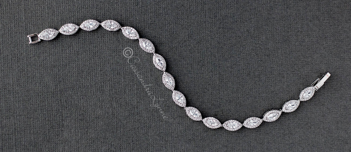 Pave Leaf Cubic Zirconia Tennis Bracelet - Bracelet - Cassandra Lynne