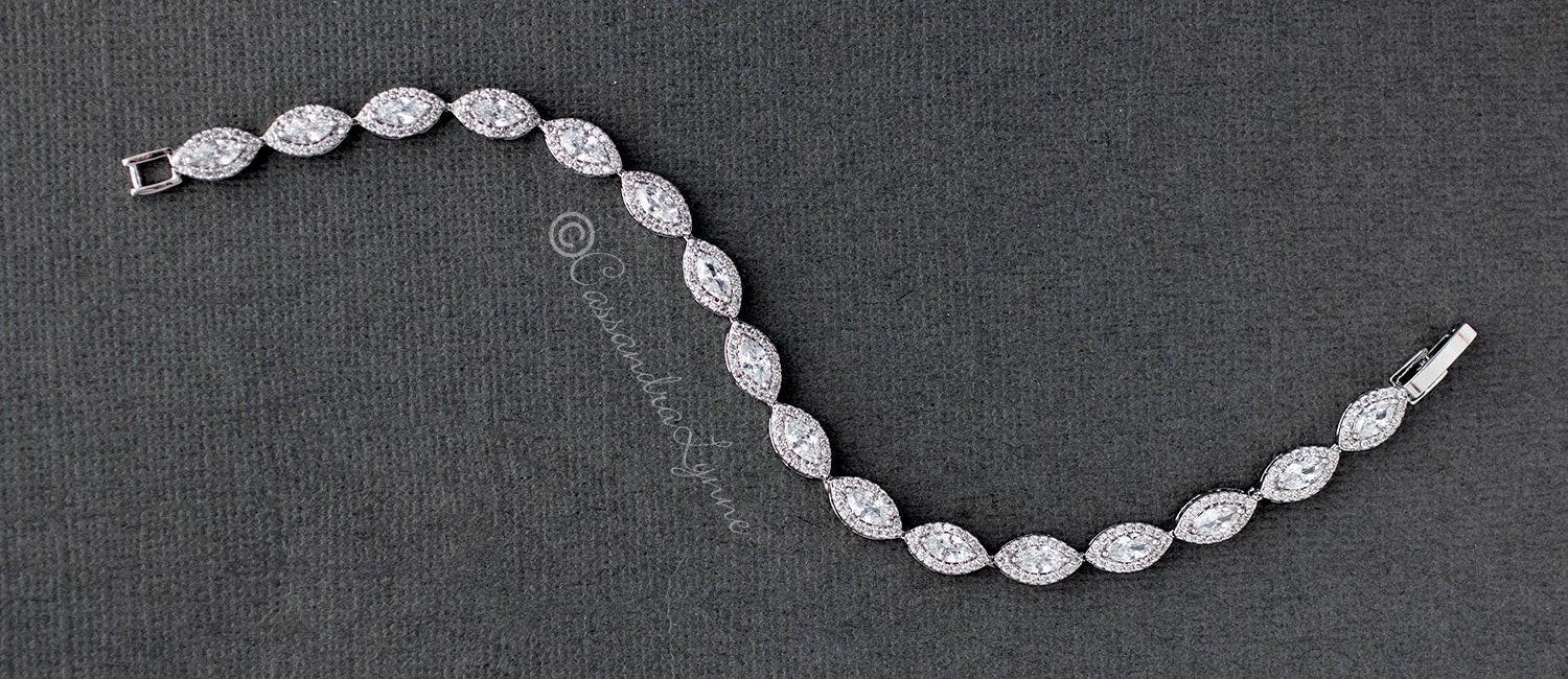 Pave Leaf Cubic Zirconia Tennis Bracelet - Bracelet - Cassandra Lynne