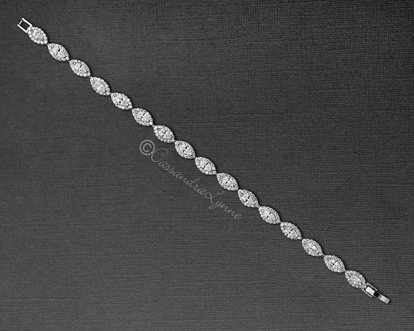 Pave Leaf Cubic Zirconia Tennis Bracelet - Bracelet - Cassandra Lynne