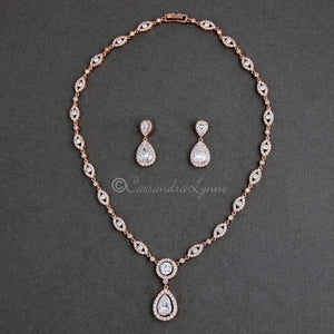 Pave marquise and Drop CZ Necklace Set