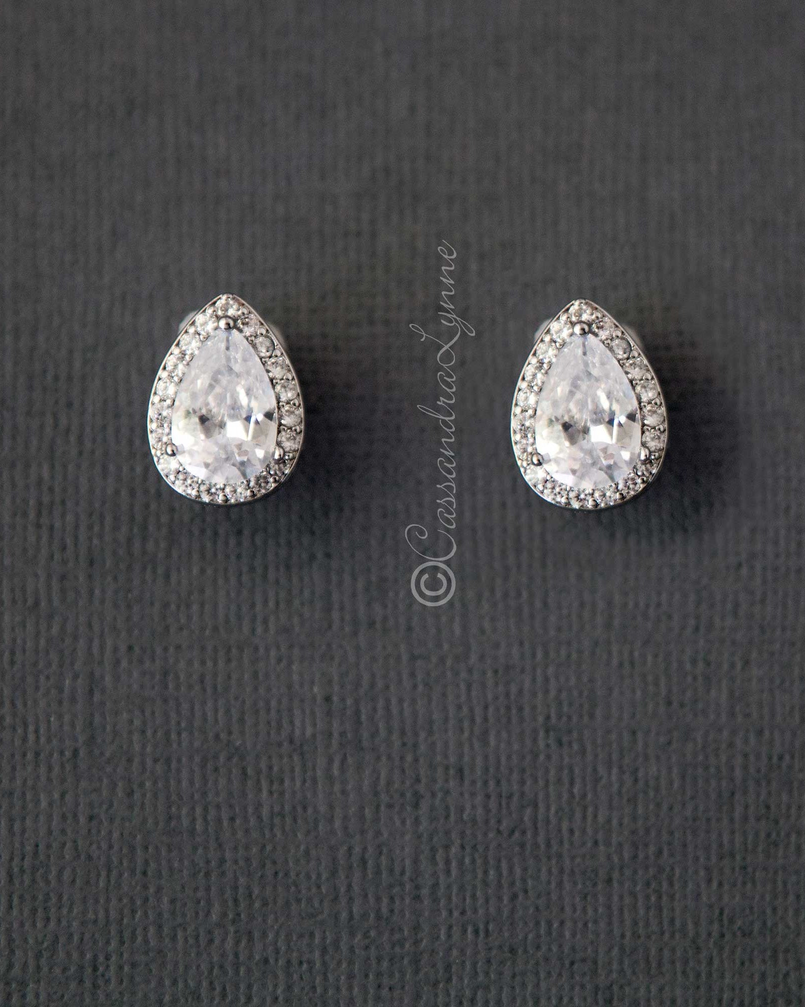 Pave Pear Clip - On Crystal Earrings - Earrings - Cassandra Lynne