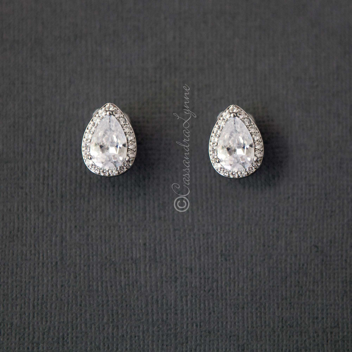 Pave Pear Clip - On Crystal Earrings - Earrings - Cassandra Lynne