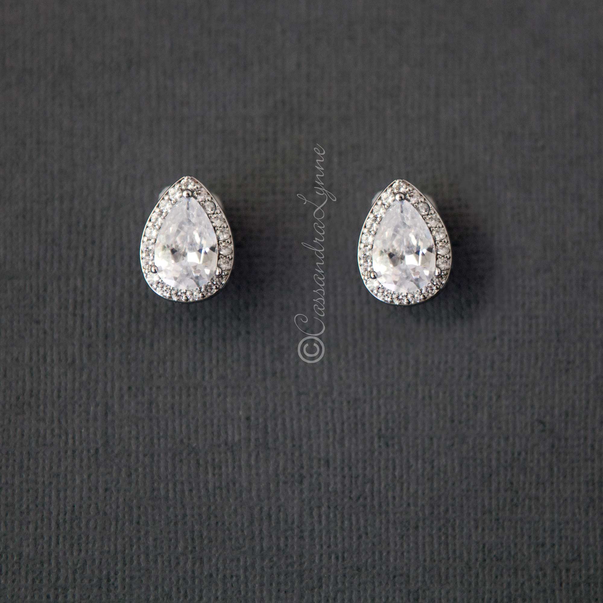 Pave Pear Clip - On Crystal Earrings - Earrings - Cassandra Lynne