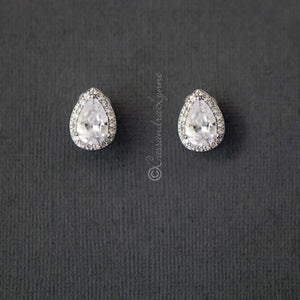 Pave Pear Clip-On Crystal Earrings
