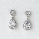 Pave Pear Drop CZ Earrings for the Bride - Earrings - Cassandra Lynne