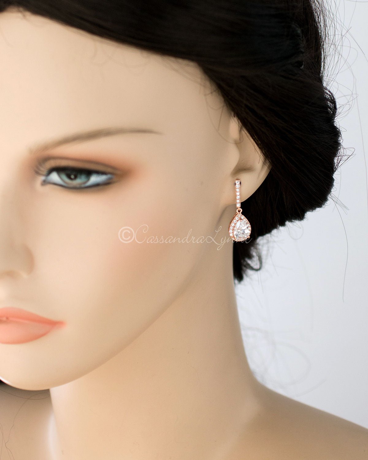 Pave Pear Drop CZ Wedding Earrings - Cassandra Lynne