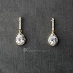 Pave Pear Drop CZ Wedding Earrings - Earrings - Cassandra Lynne
