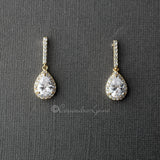 Pave Pear Drop CZ Wedding Earrings - Earrings - Cassandra Lynne