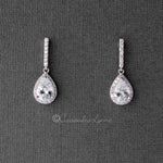 Pave Pear Drop CZ Wedding Earrings - Earrings - Cassandra Lynne