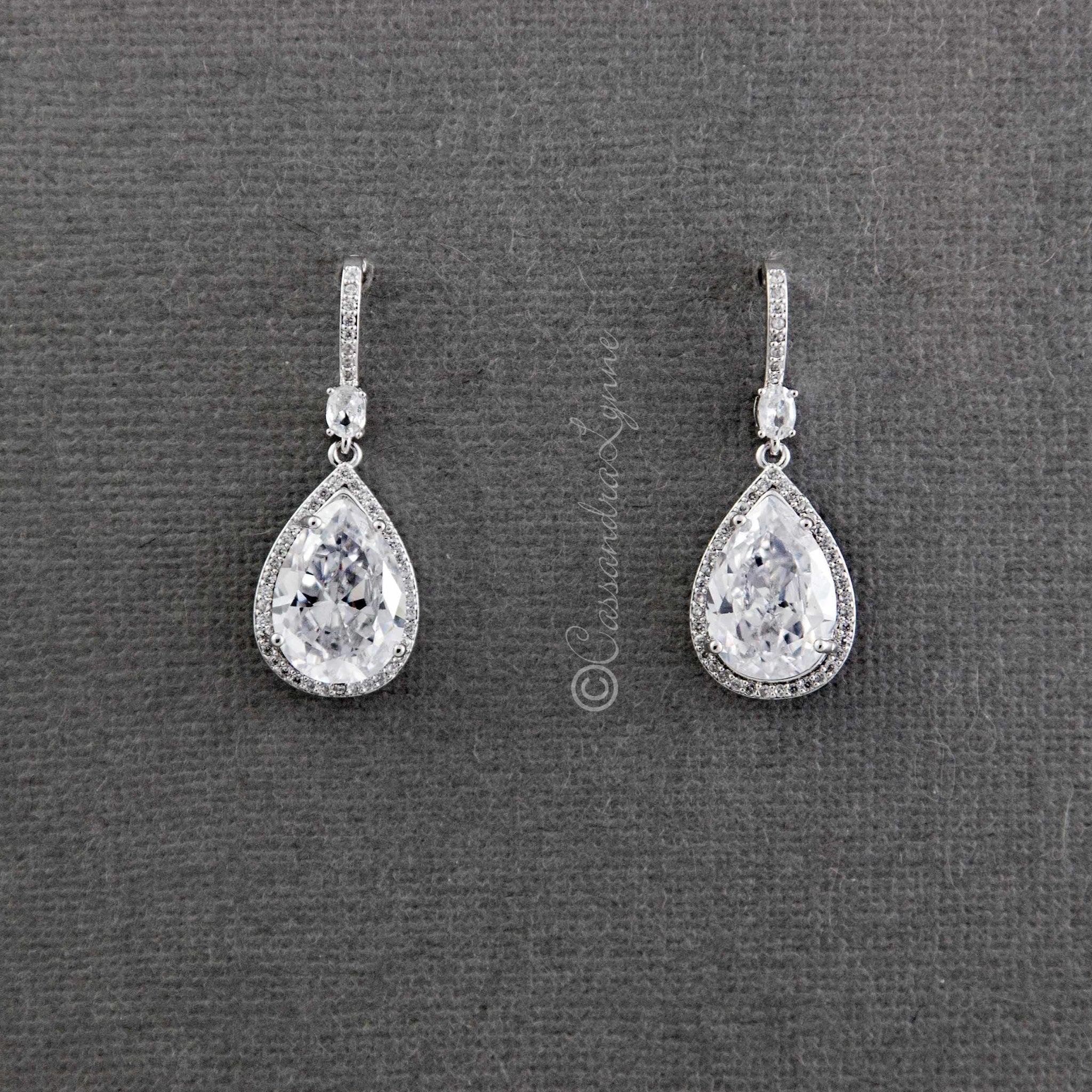 Pave Pear Drop Wedding Earrings - Earrings - Cassandra Lynne