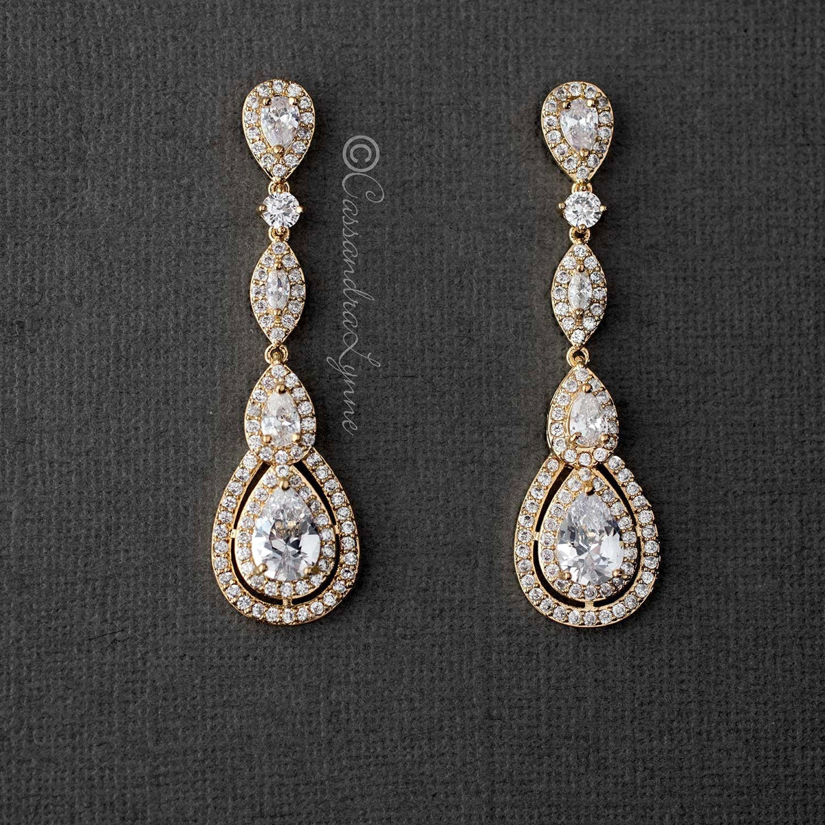 Pave Set Teardrop and Marquise CZ Earrings - Earrings - Cassandra Lynne