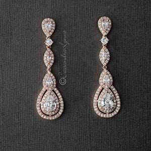 Pave Set Teardrop and Marquise CZ Earrings