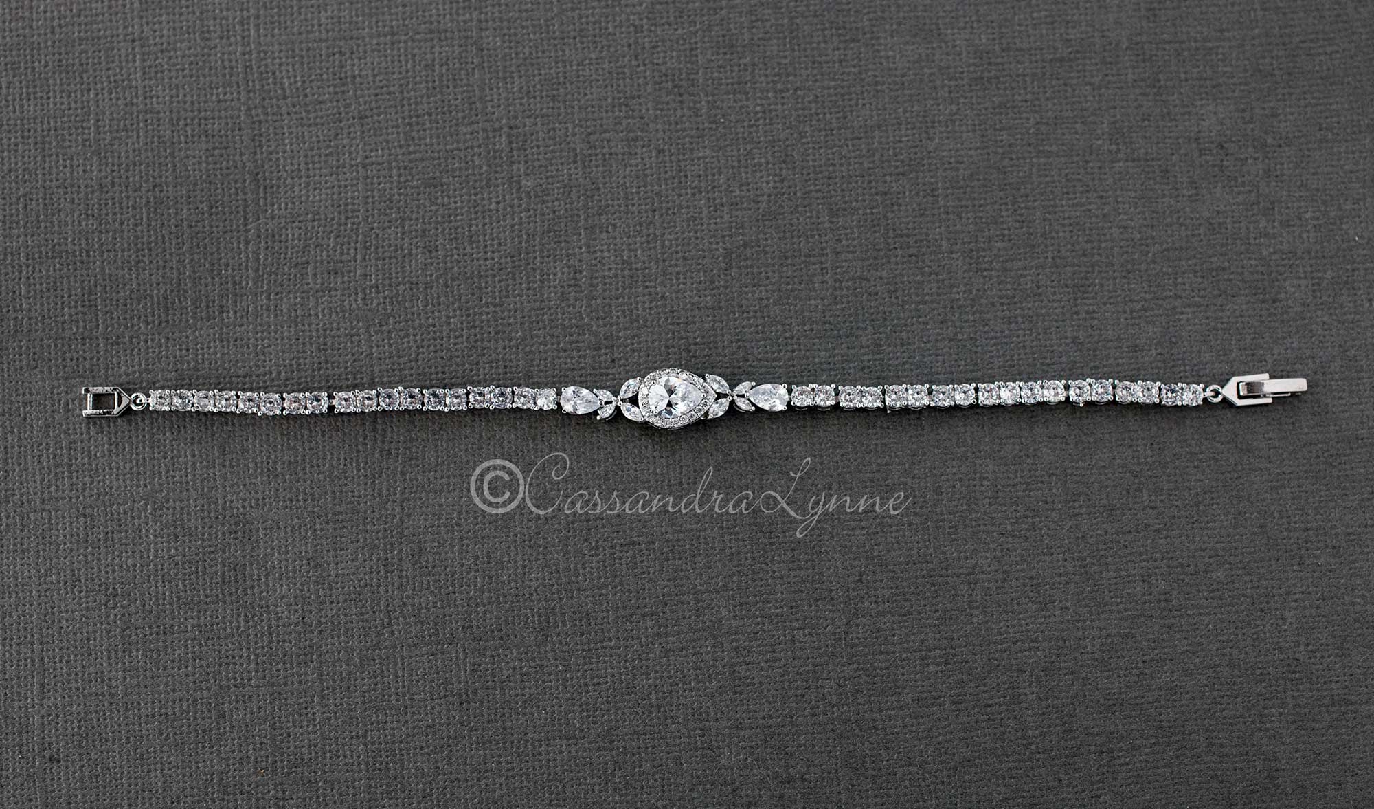 Pave Teardrop Simple CZ Wedding Bracelet - Bracelet - Cassandra Lynne