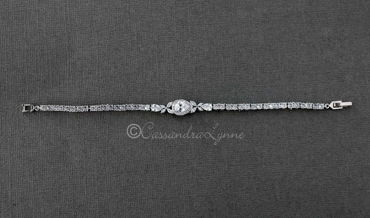 Pave Teardrop Simple CZ Wedding Bracelet - Bracelet - Cassandra Lynne