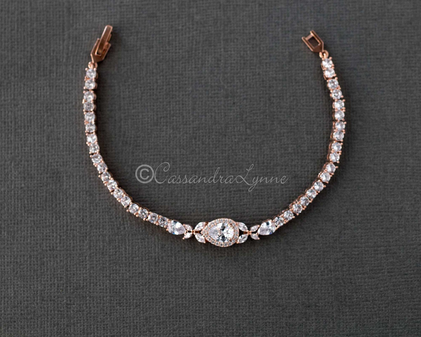 Pave Teardrop Simple CZ Wedding Bracelet - Cassandra Lynne