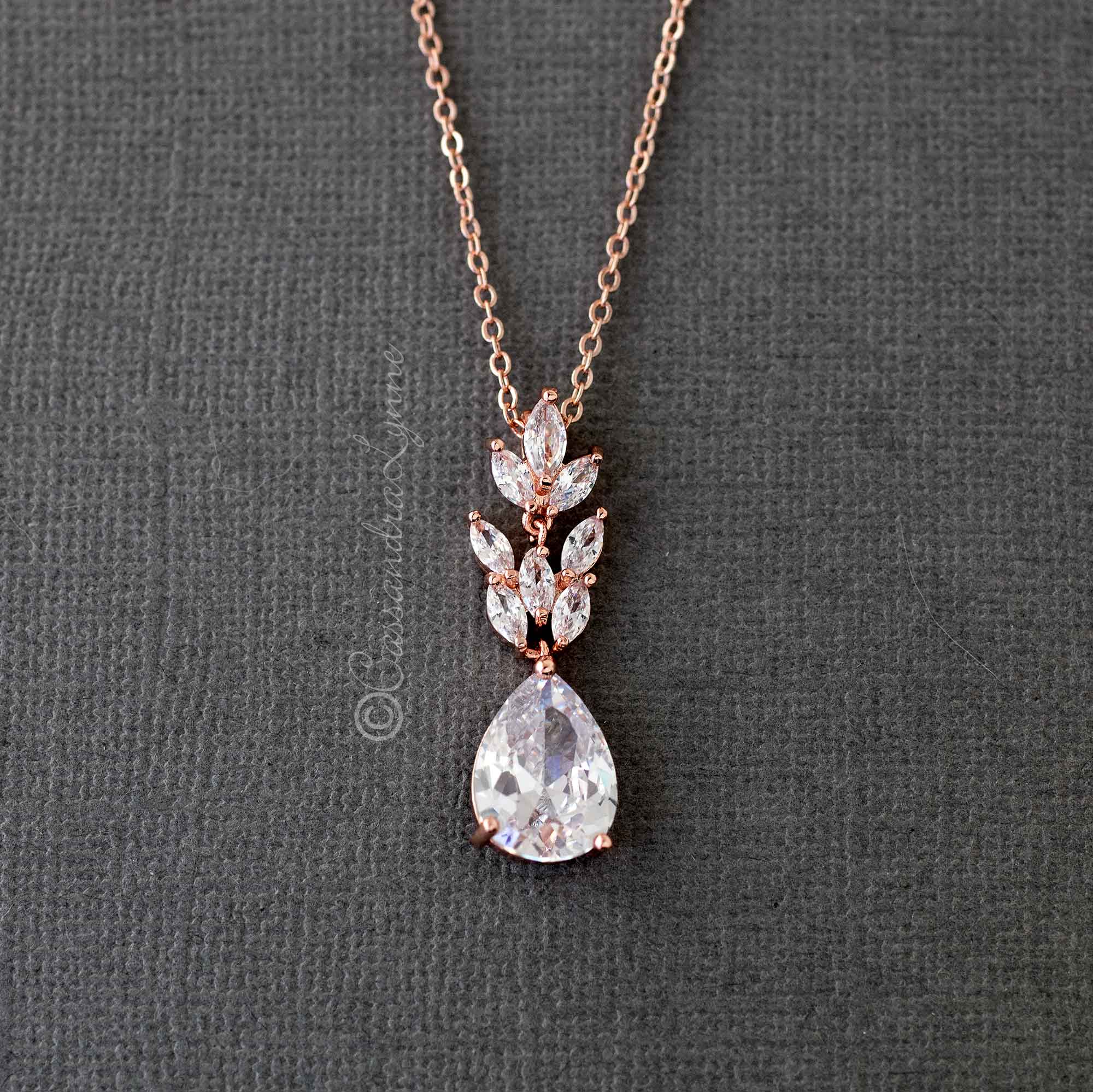 Pear Cut CZ Wedding Pendant Necklace - Cassandra Lynne