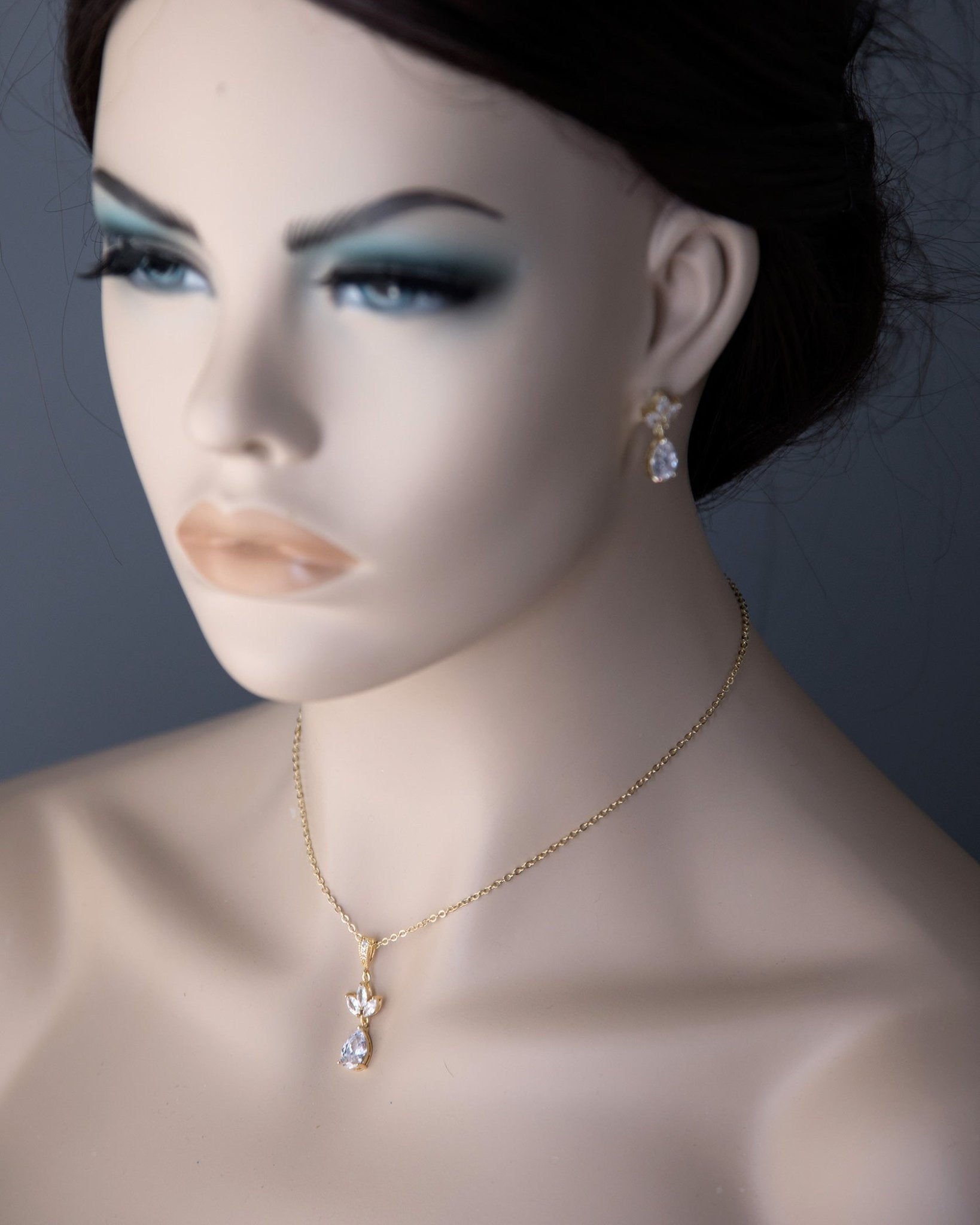 Pear CZ Pendant and Earrings - Necklace Set - Cassandra Lynne