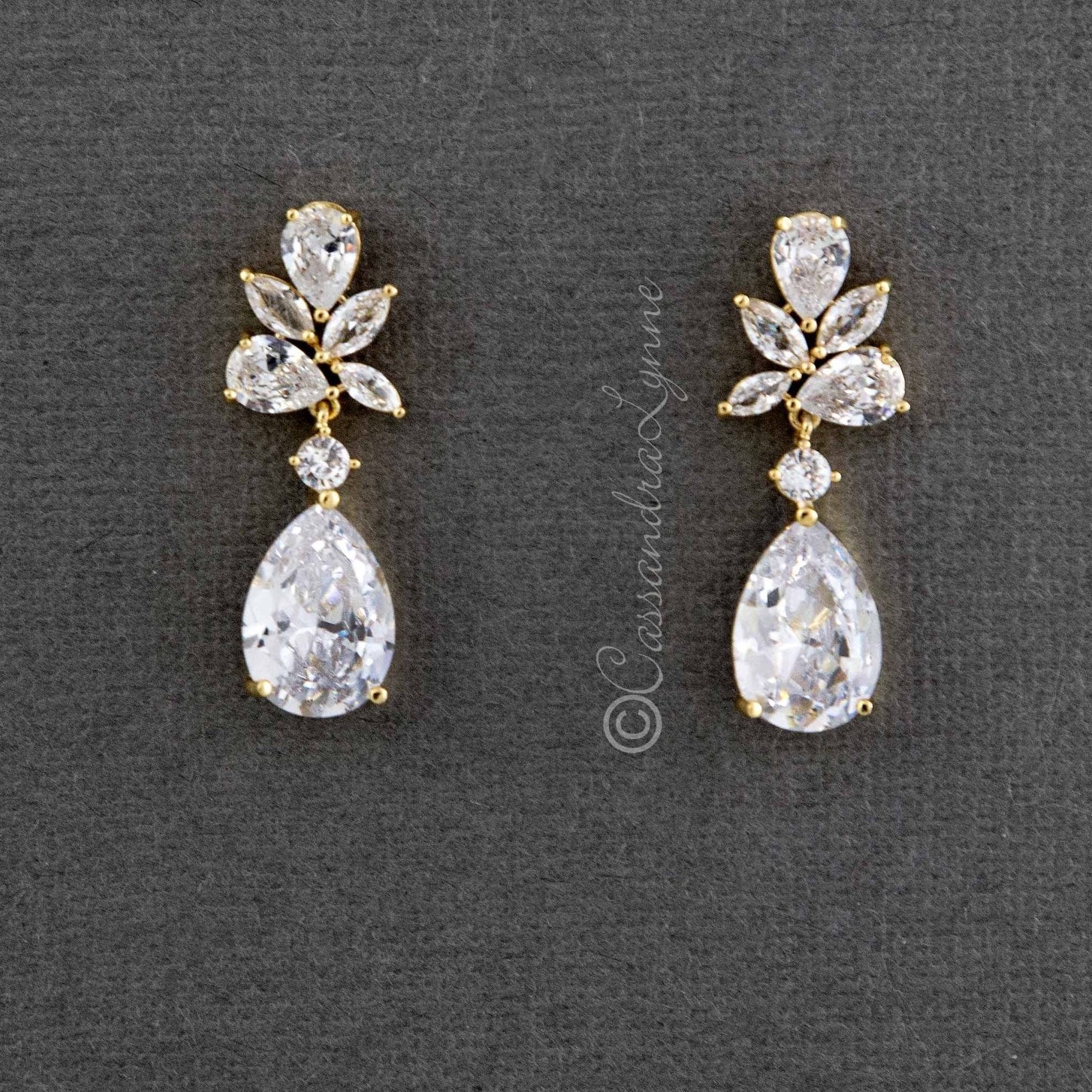 Pear Drop CZ Bridal Earrings - Earrings - Cassandra Lynne