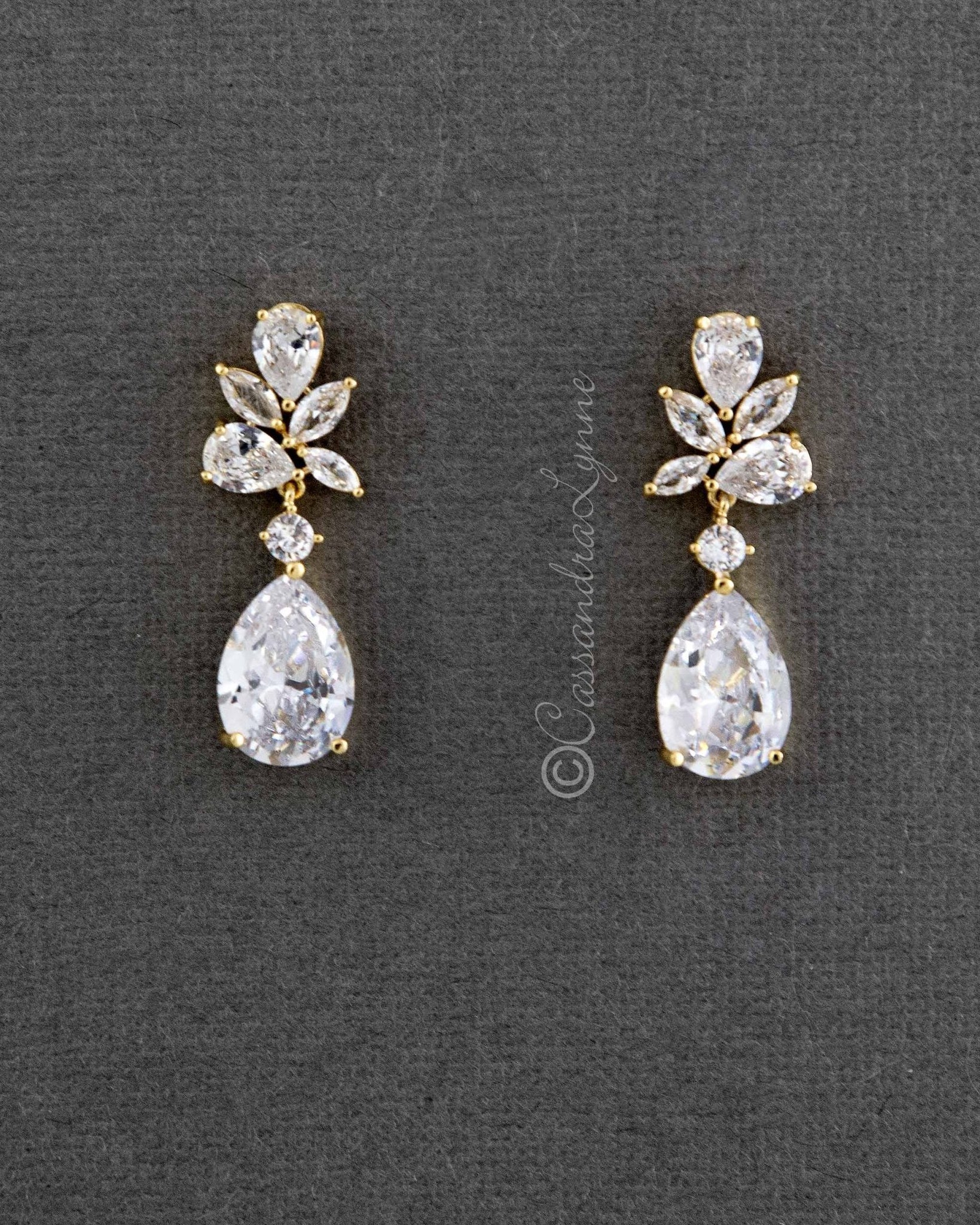 Pear Drop CZ Bridal Earrings - Earrings - Cassandra Lynne