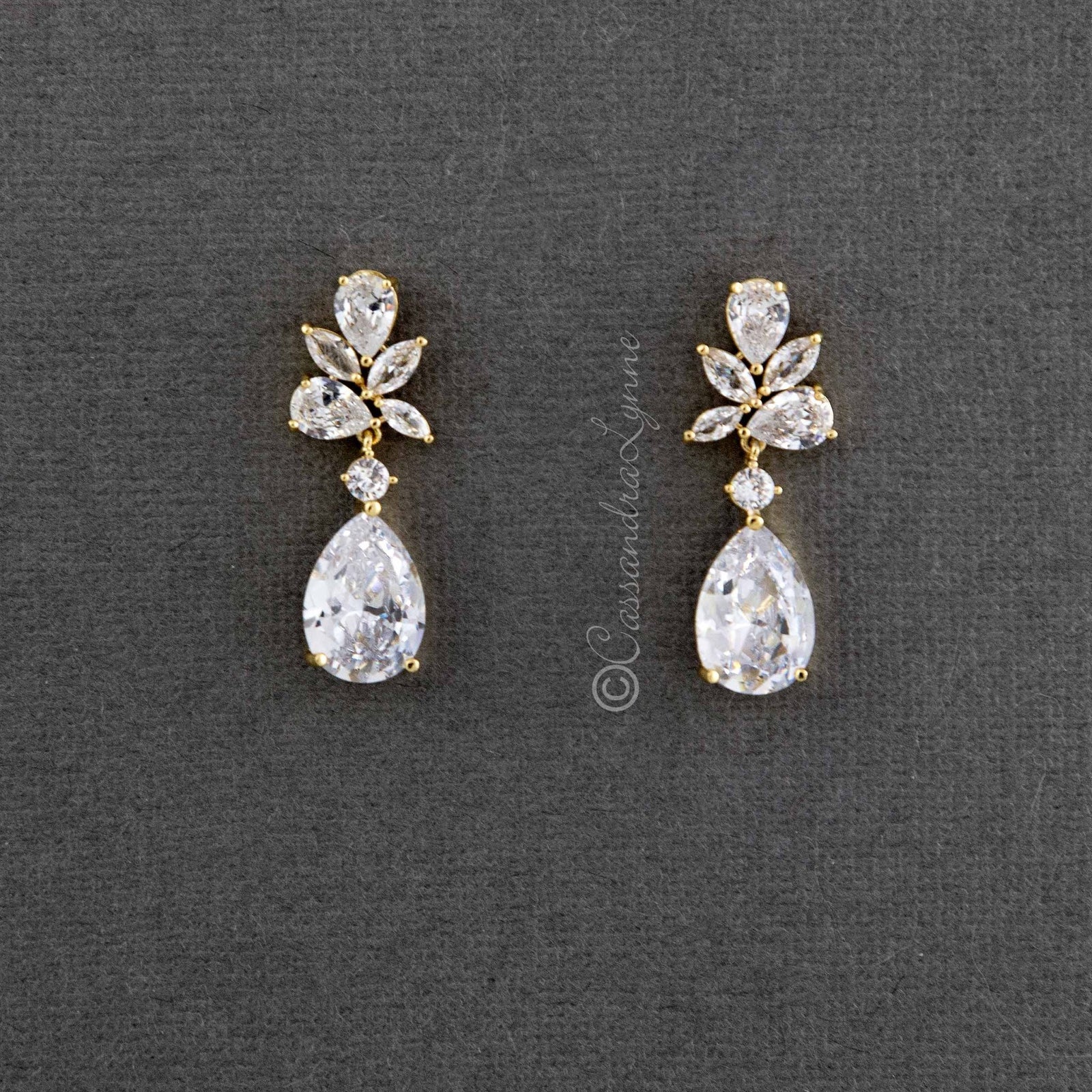 Pear Drop CZ Bridal Earrings - Earrings - Cassandra Lynne