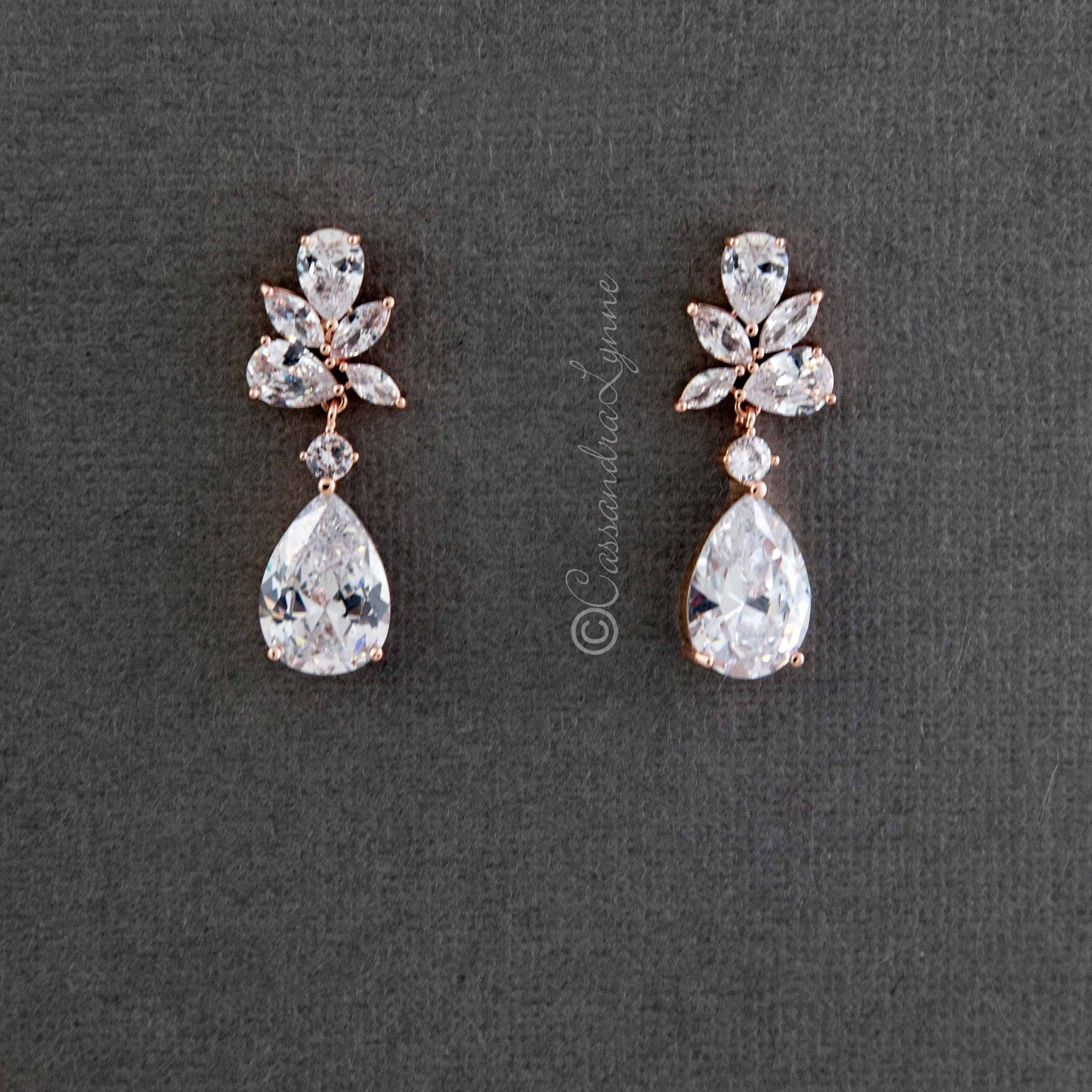 Pear Drop CZ Bridal Earrings - Earrings - Cassandra Lynne