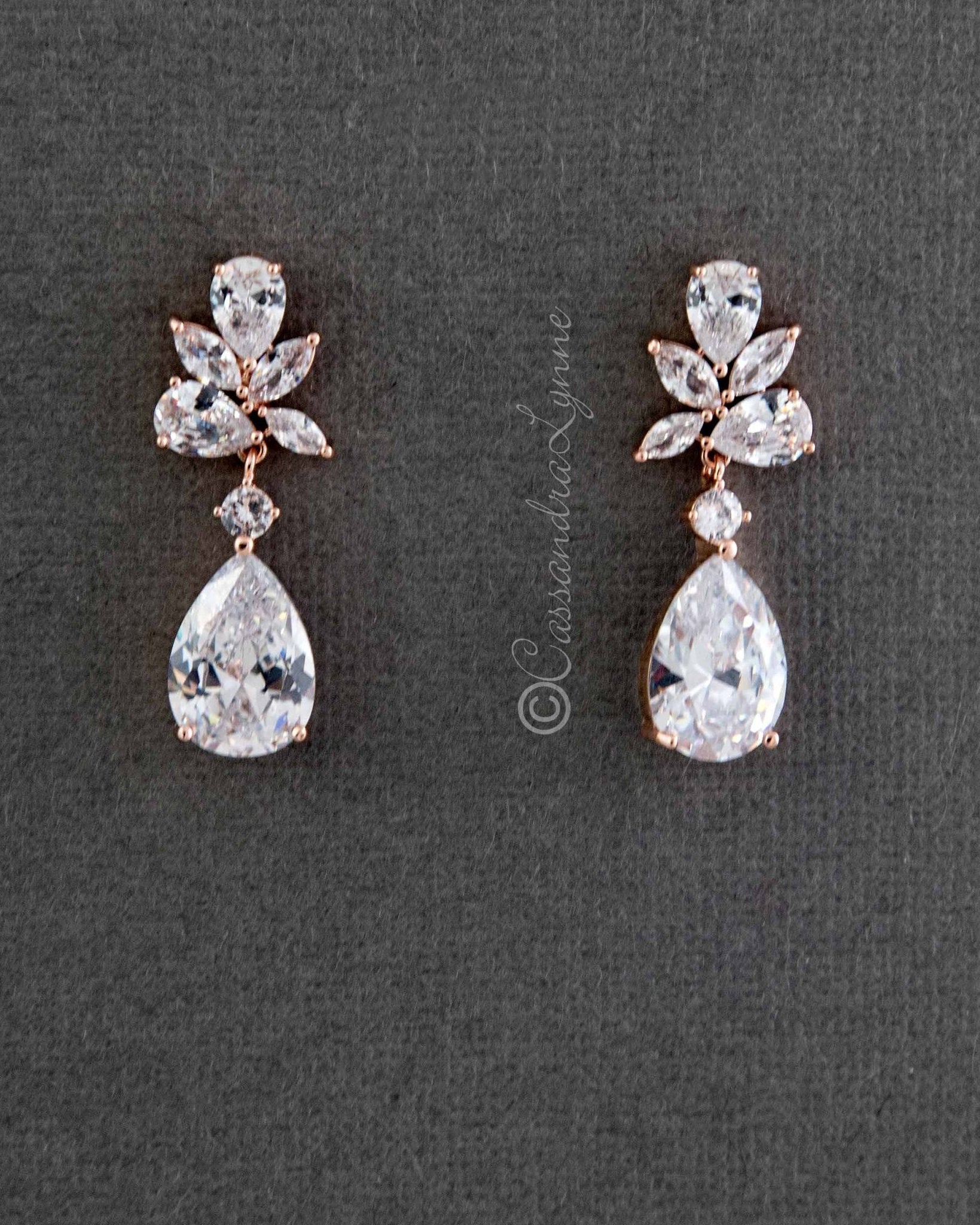 Pear Drop CZ Bridal Earrings - Earrings - Cassandra Lynne