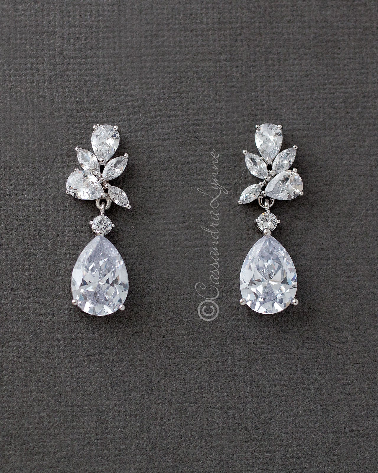 Pear Drop CZ Bridal Earrings - Earrings - Cassandra Lynne