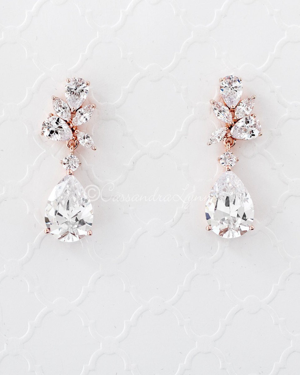 Pear Drop CZ Bridal Earrings - Earrings - Cassandra Lynne