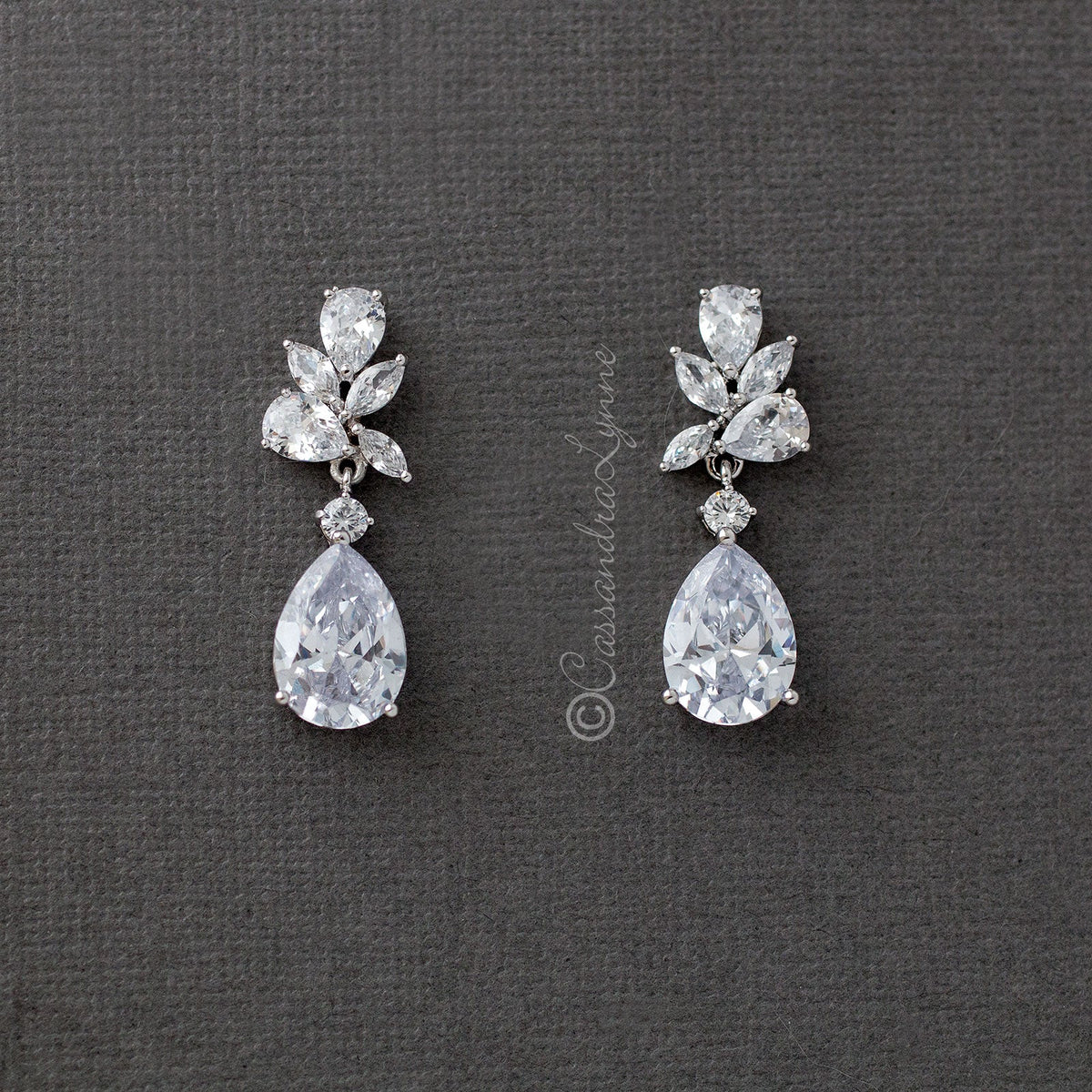 Pear Drop CZ Bridal Earrings - Cassandra Lynne