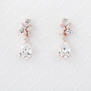 Marquise and Pear Teardrop Jewels CZ Earrings Rose Gold