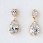 Pear Drop CZ Earrings for the Bride Clip - On Style - Earrings - Cassandra Lynne