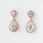 Pear Drop CZ Earrings for the Bride Clip - On Style - Earrings - Cassandra Lynne