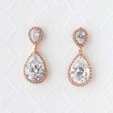 Pear Drop CZ Earrings for the Bride Clip - On Style - Earrings - Cassandra Lynne