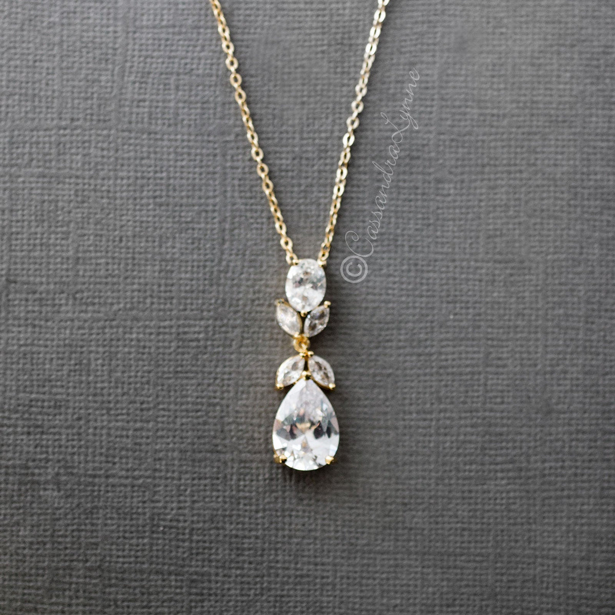 Pear Drop CZ Wedding Pendant Set - Pendant - Cassandra Lynne
