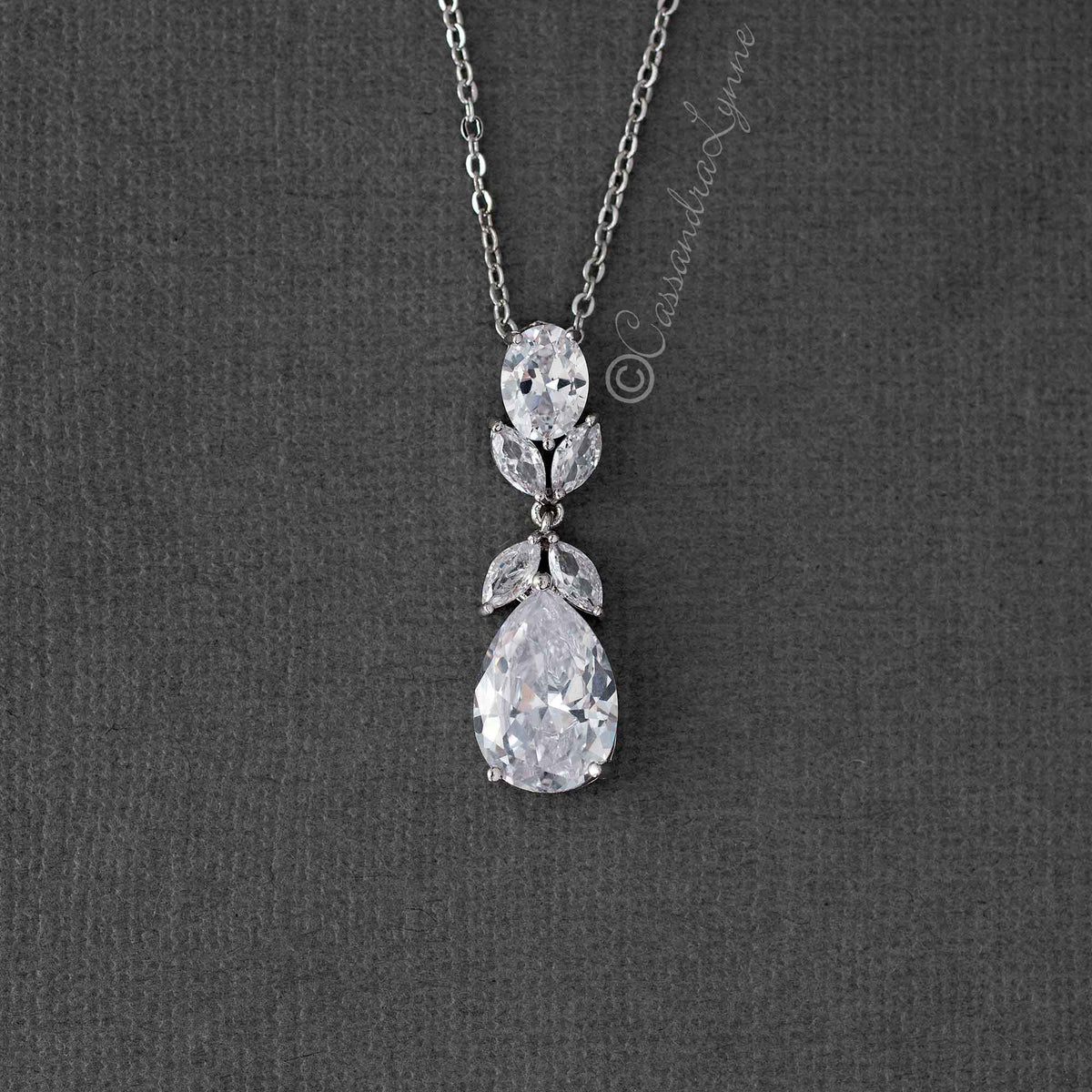 Pear Drop CZ Wedding Pendant Set - Pendant - Cassandra Lynne