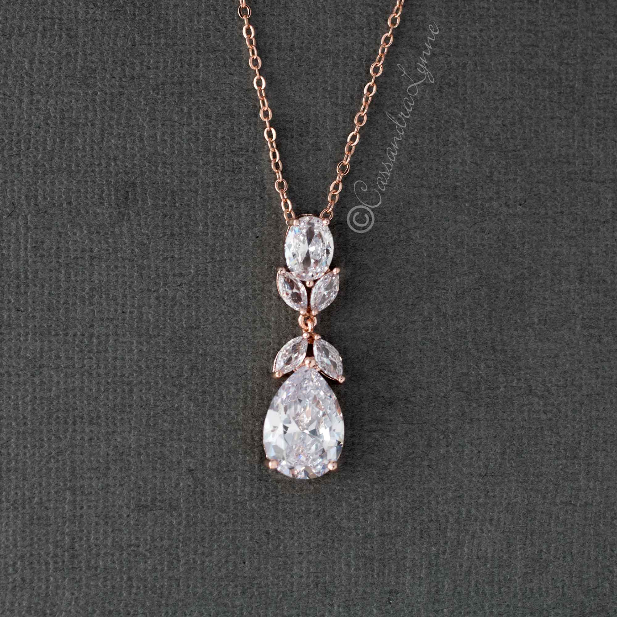 Pear Drop CZ Wedding Pendant Set - Pendant - Cassandra Lynne