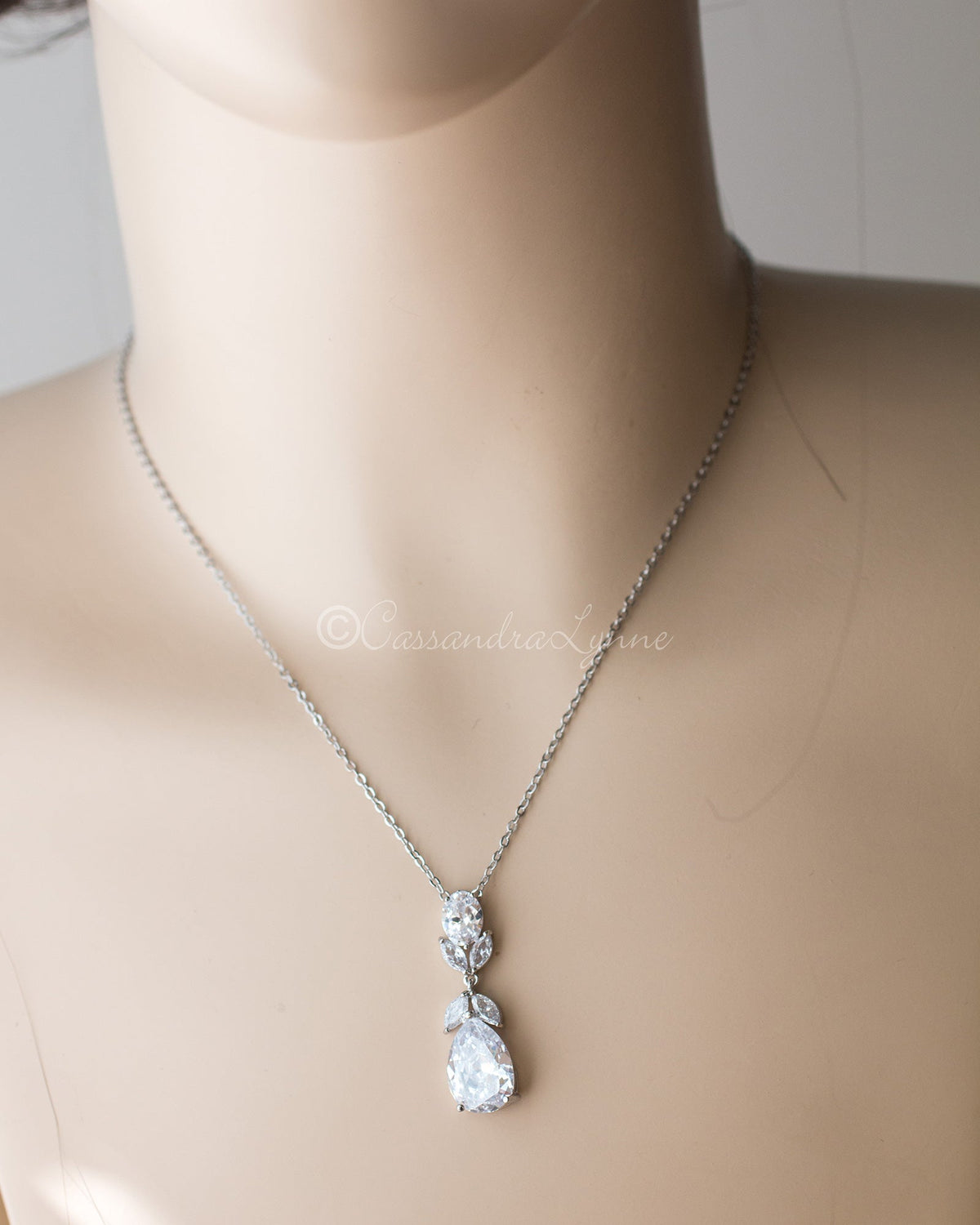 Pear Drop CZ Wedding Pendant - Cassandra Lynne