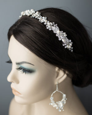 Bridal Headpiece of Crystals and Freshwater Pearls