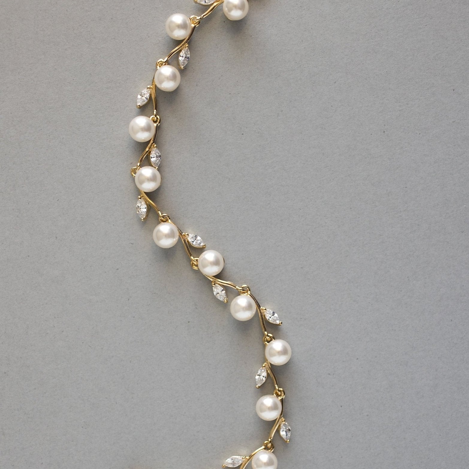 Pearl and CZ Leaves Bracelet - Bracelet - Cassandra Lynne
