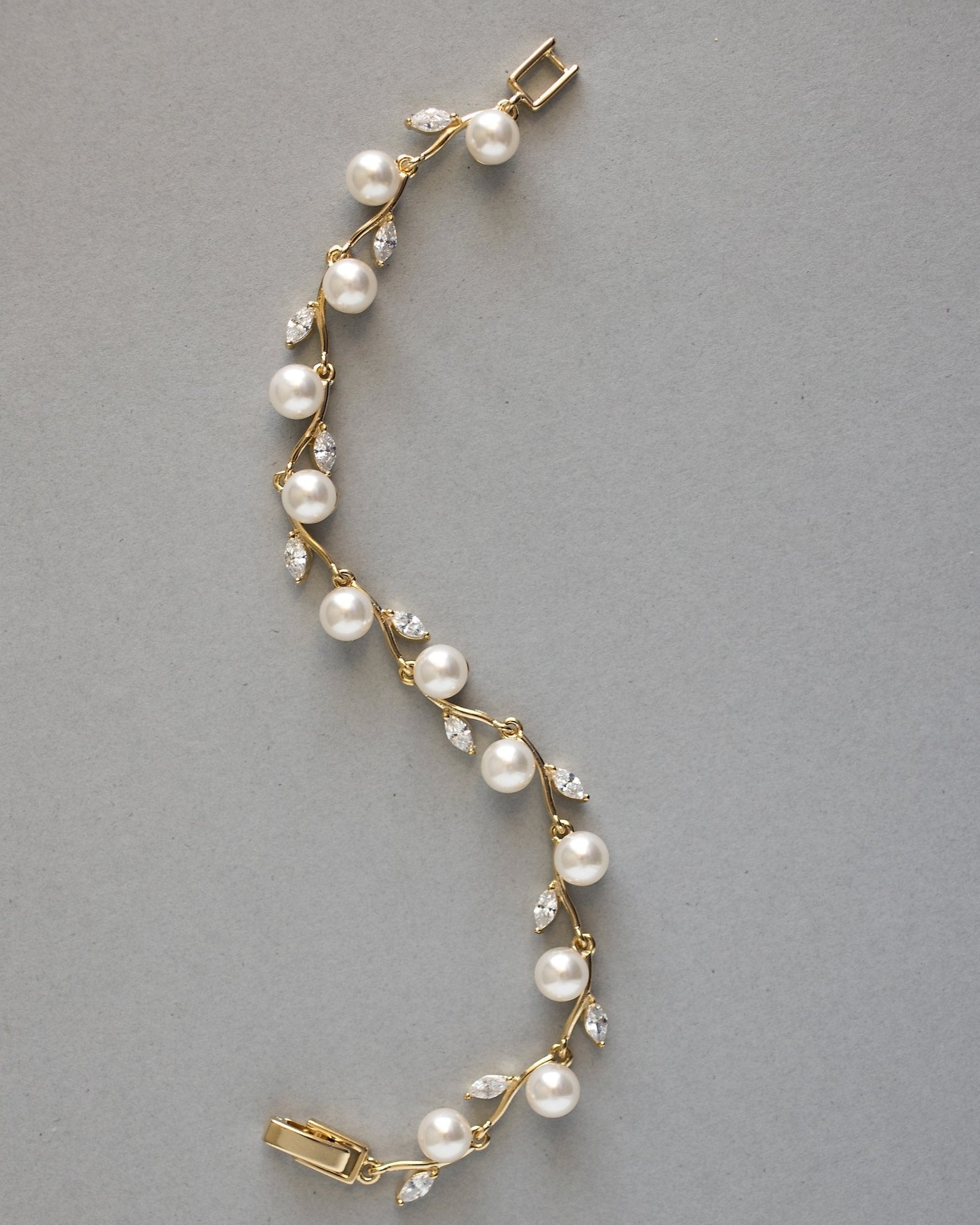 Pearl and CZ Leaves Bracelet - Bracelet - Cassandra Lynne