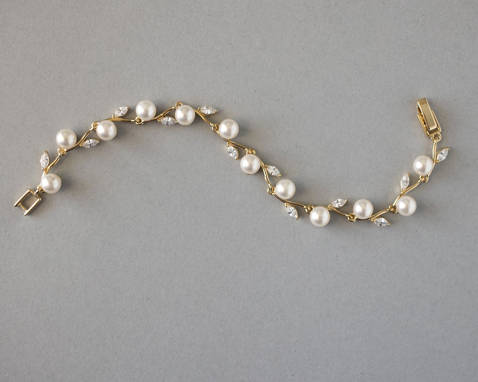 Pearl and CZ Leaves Bracelet - Bracelet - Cassandra Lynne